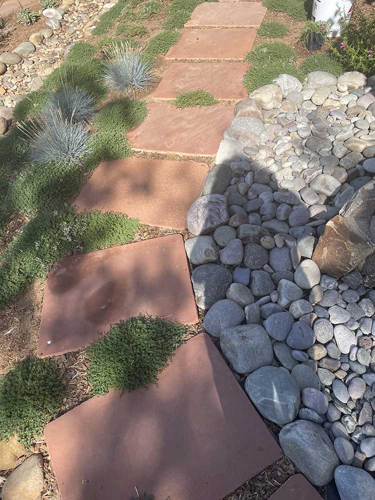 Custom cut flagstone and rock garden path