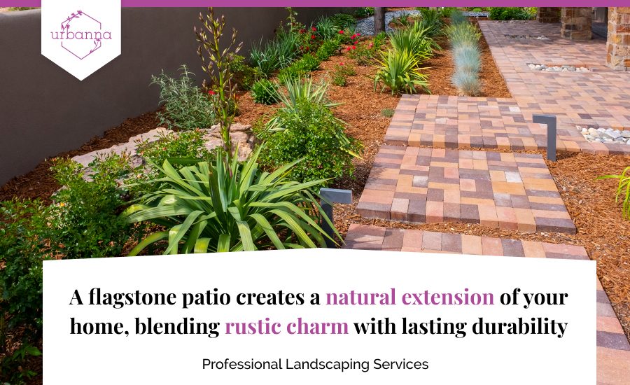 A custom image describing the ambience a flagstone patio creates