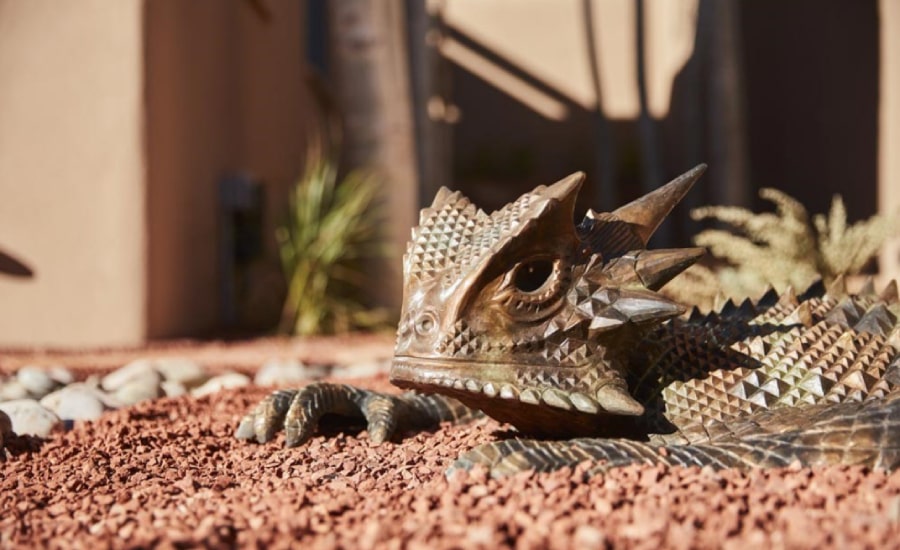 A decorative figure in a Santa Fe yard​